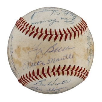 1956 World Champion New York Yankees Team Signed Baseball (26 Signatures Including Mantle)